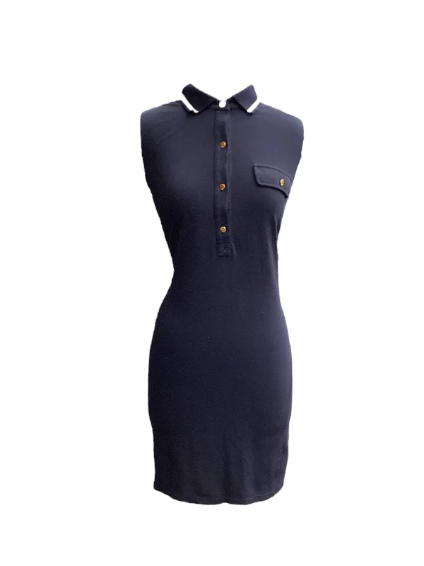 Navy Dress Casual Midi Michael Kors, Size Xl Elegant Puff Sleeve Midi Dress