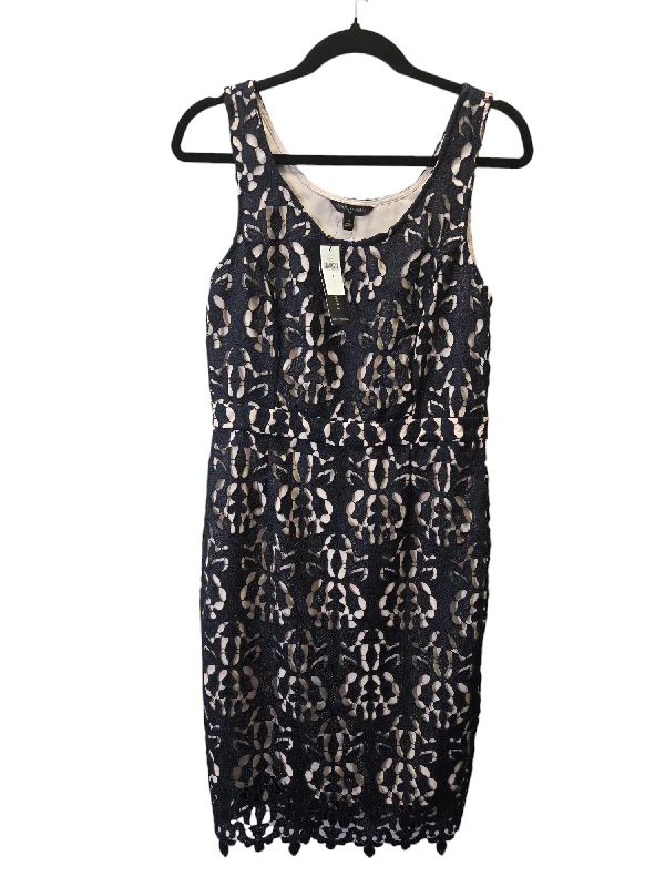 Navy Dress Party Midi Banana Republic, Size M Elegant Lace Trim Midi Dress