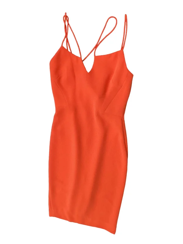 Orange Dress Casual Midi Alberto Makali, Size 6 Trendy Fit-and-Flare Midi Dress