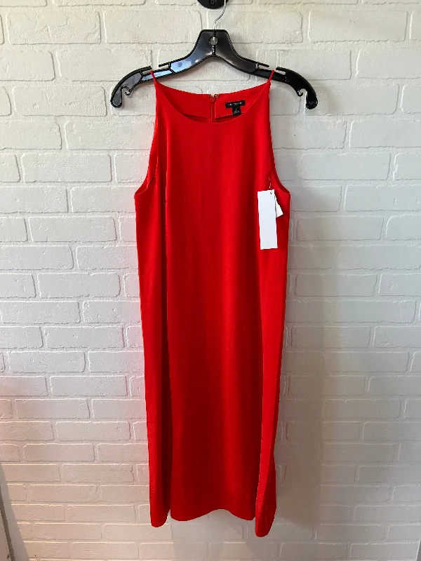Orange Dress Casual Midi Ann Taylor, Size S Elegant Lace Trim Midi Dress