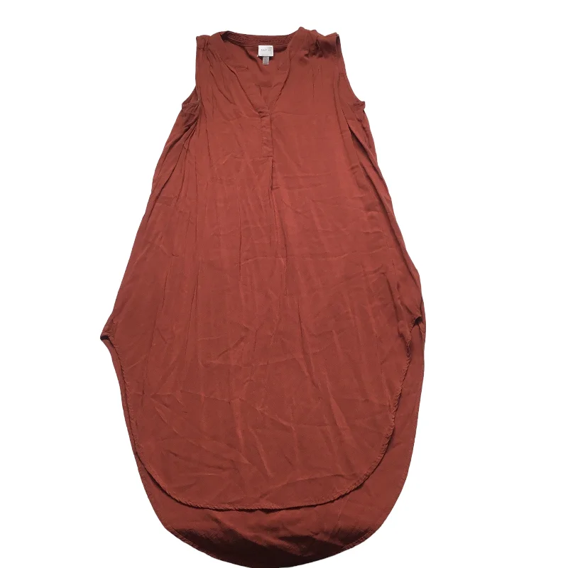 Orange Dress Casual Midi Cupio, Size L Comfortable Deep V Midi Dress