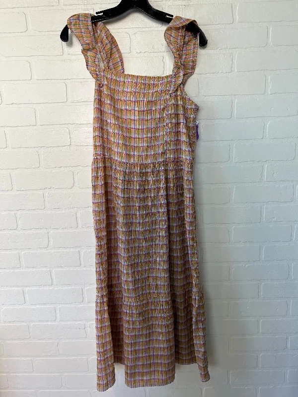 Orange Dress Casual Midi Loft, Size L Comfortable Short Sleeve Midi Dress