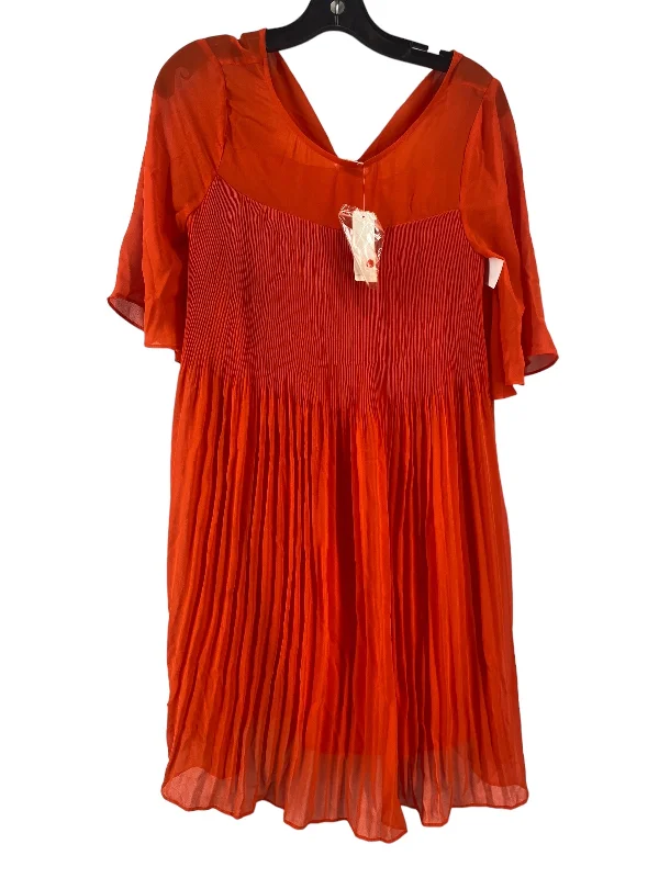 Orange Dress Casual Midi Maeve, Size 2 Comfortable Button Front Midi Dress