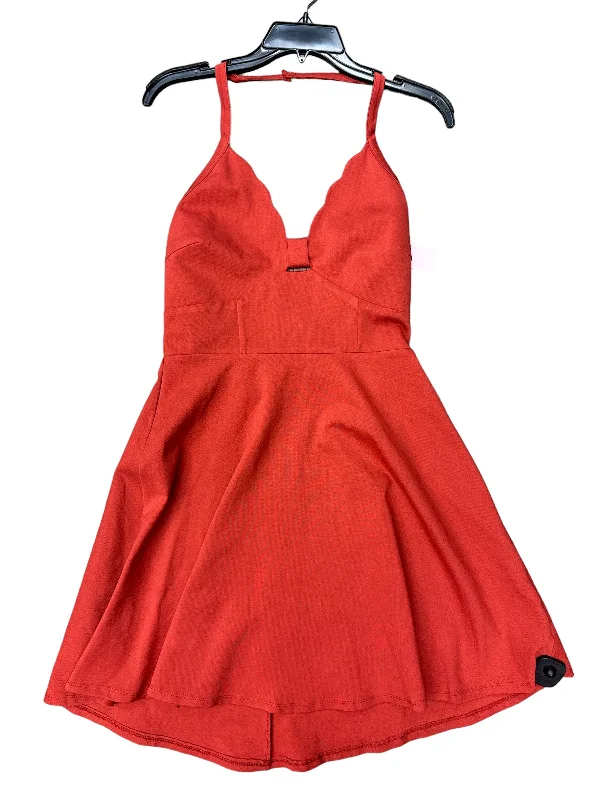 Orange Dress Casual Midi Miami, Size L Elegant Lace Trim Midi Dress