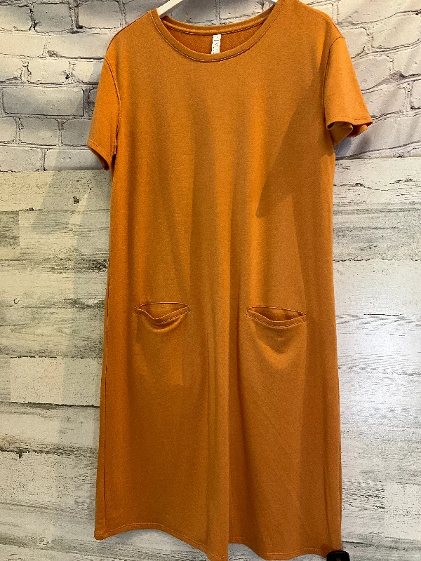 Orange Dress Casual Midi Stylus, Size L Cozy T-shirt Midi Dress