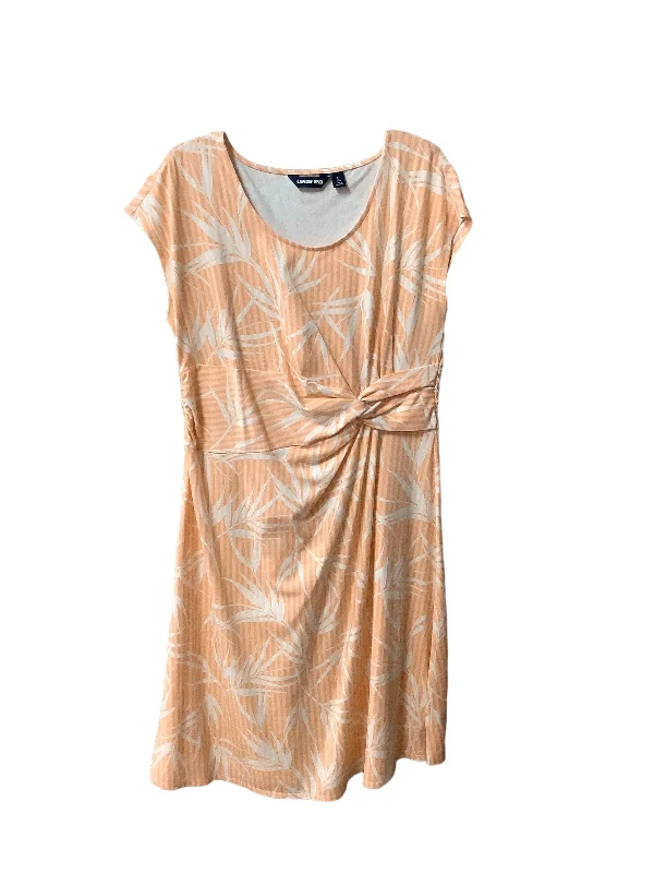 Peach Dress Casual Midi Lands End, Size L Elegant Lace Trim Midi Dress