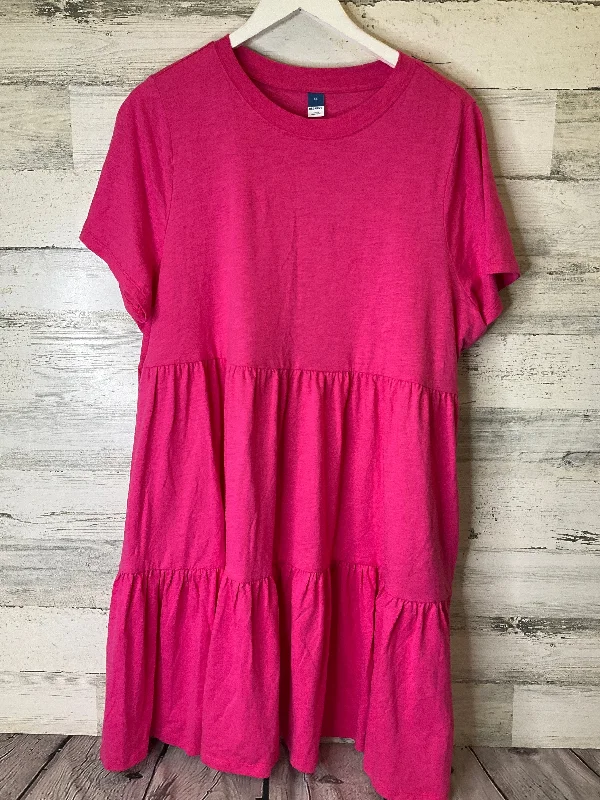 Pink Dress Casual Midi Old Navy, Size Xl Stylish Vintage Midi Dress