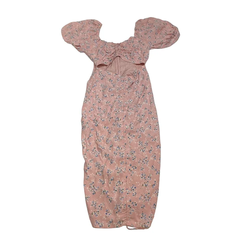 Pink Dress Casual Midi Sky To Moon, Size M Cozy Spaghetti Strap Midi Dress