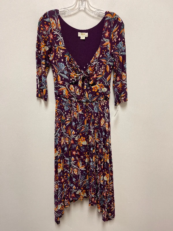 Purple Dress Casual Midi Maeve, Size Xs Trendy Bodycon Midi Dress