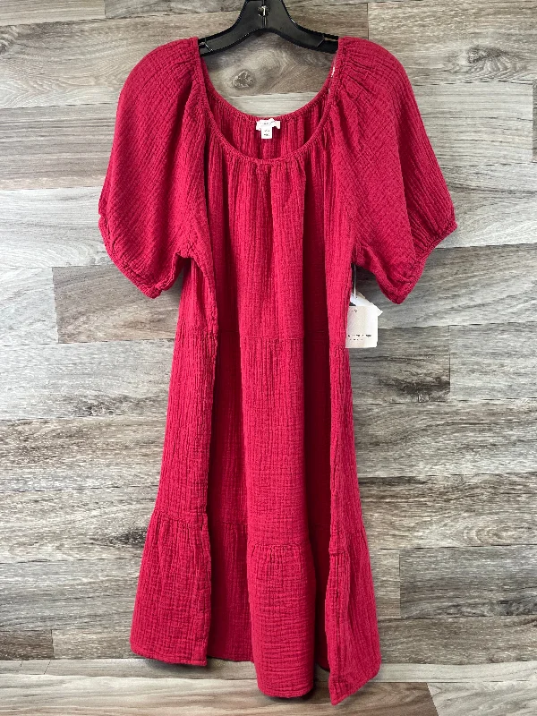 Red Dress Casual Midi Beachlunchlounge, Size L Elegant Satin Button Midi Dress