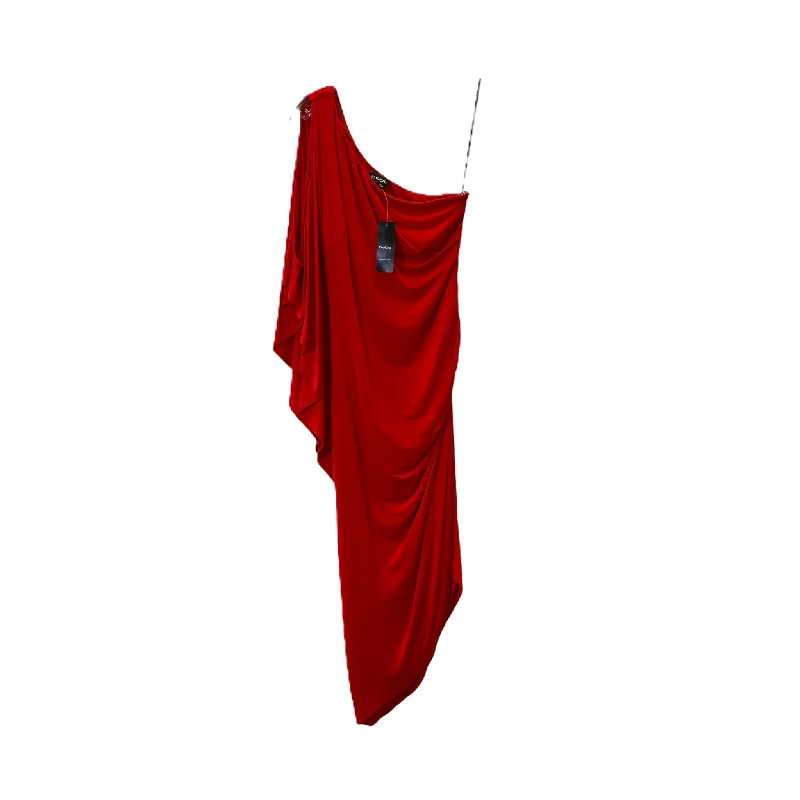 Red Dress Casual Midi By Bebe, Size: Xs Trendy Ruched Side Midi Dress