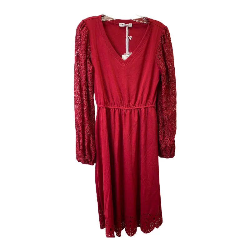 Red Dress Casual Midi By Grace Karin, Size: S Cozy Midi Dress with Pockets