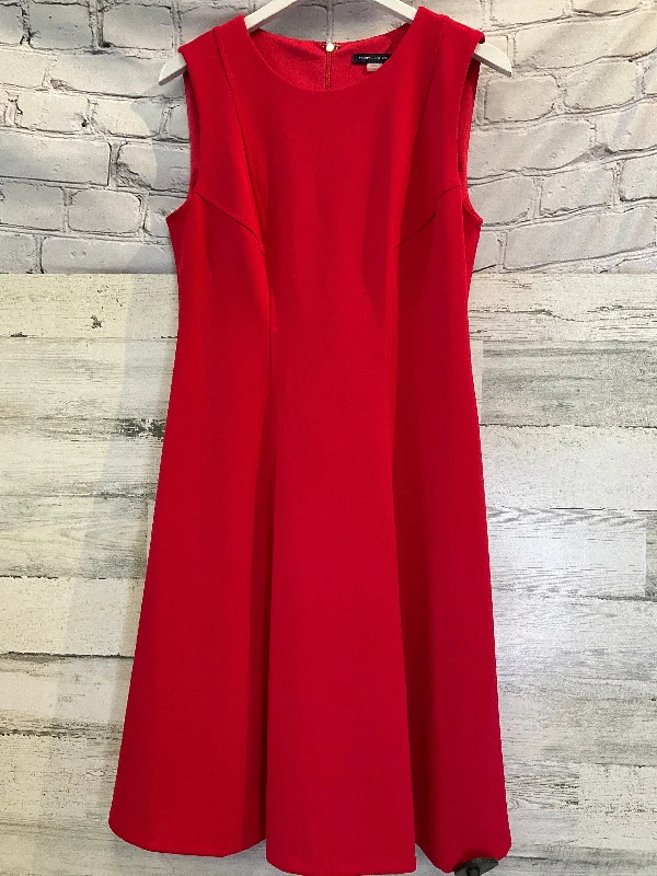 Red Dress Casual Midi Tommy Hilfiger, Size M Trendy Off-Shoulder Ruffle Midi Dress
