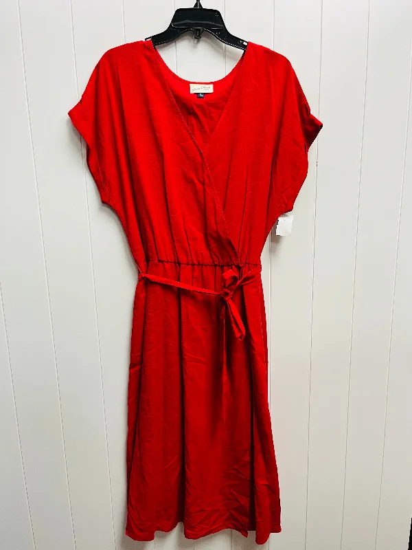 Red Dress Casual Midi Universal Thread, Size Xl Stylish Color Block Midi Dress