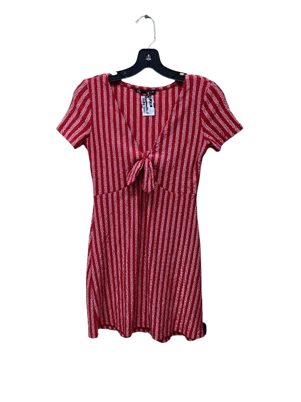 Red & White Dress Casual Midi Zara, Size S Trendy Tiered Hem Midi Dress