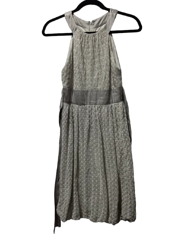 Silver Dress Casual Midi London Times, Size 6 Stylish Long Sleeve Floral Midi Dress