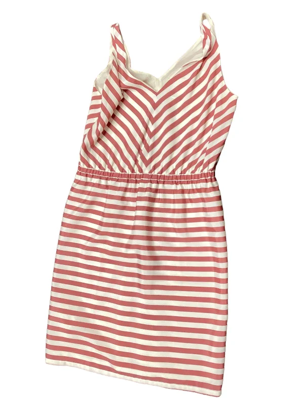Striped Pattern Dress Casual Midi Loft, Size M Stylish Off-Shoulder Ruffle Dress