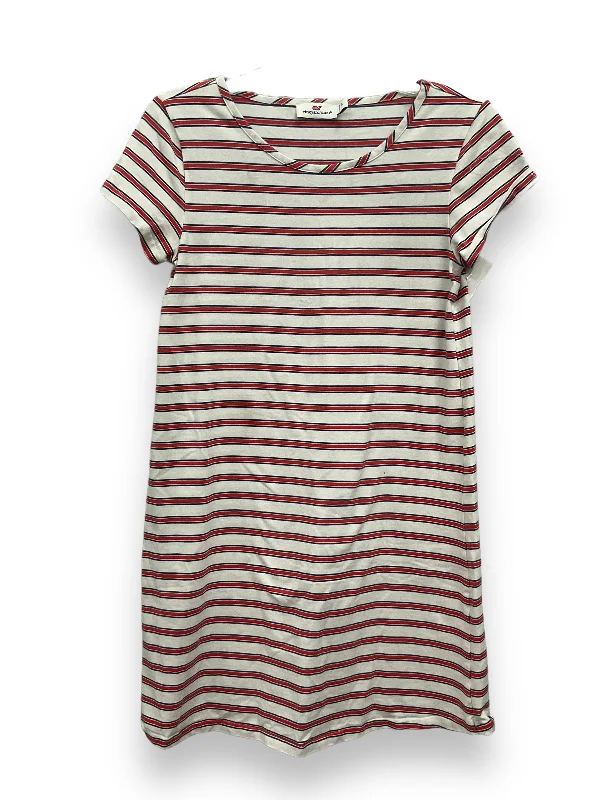 Striped Pattern Dress Casual Midi Vineyard Vines, Size S Trendy Off-Shoulder Button Midi Dress