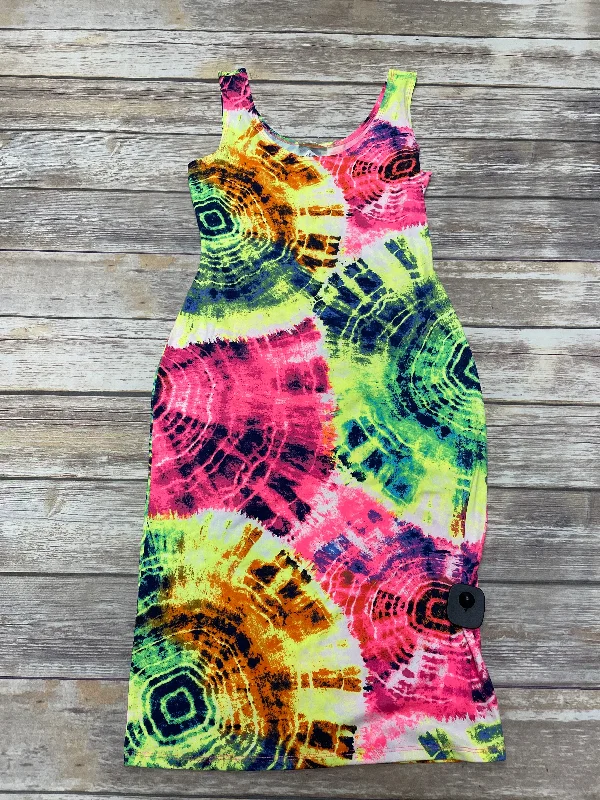 Tie Dye Print Dress Casual Midi Cme, Size L Chic Lace Detail Midi Dress