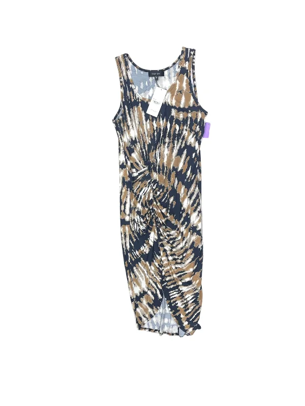 Tie Dye Print Dress Casual Midi Karen Kane, Size L Stylish Cold Shoulder Midi Dress