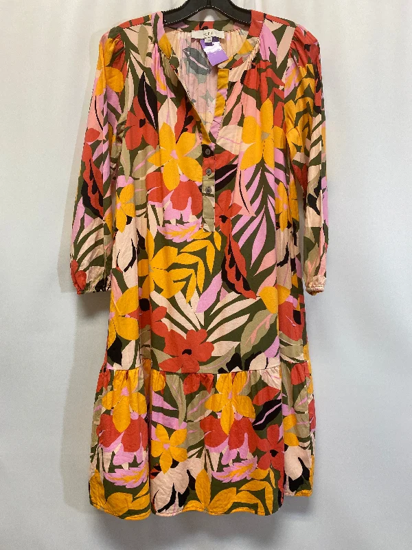 Tropical Print Dress Casual Midi Loft, Size Xs Cozy Knit Midi Dress