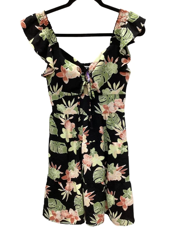 Tropical Print Dress Casual Midi Madden Nyc, Size M Elegant Pleated Detail Midi Dress