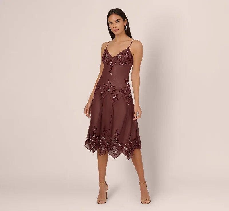 Vintage Beaded Midi Fairy Dress With Sharkbite Hem In Berry Elegant Maxi-Midi Hybrid Dress Vintage Beaded Midi Fairy Dress With Sharkbite Hem In Berry Elegant Maxi-Midi Hybrid Dress