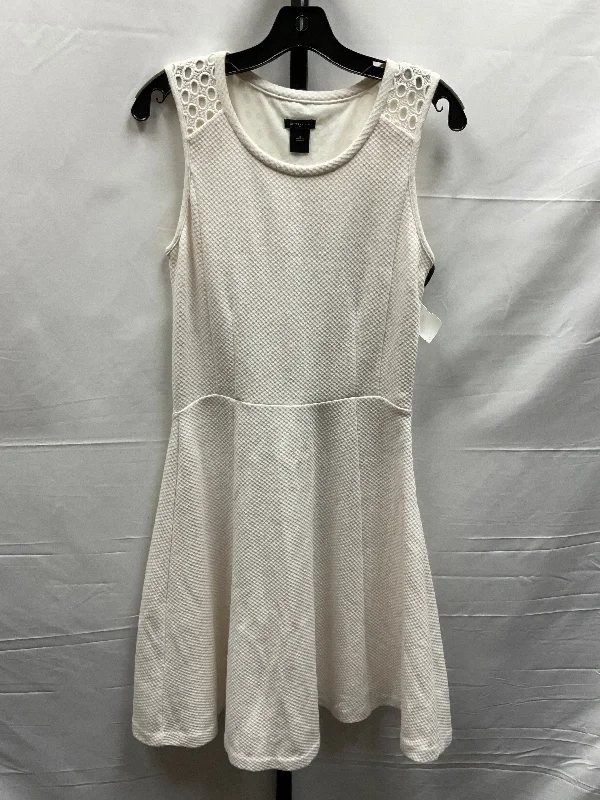 White Dress Casual Midi Ann Taylor, Size S Stylish Button-Up Midi Dress