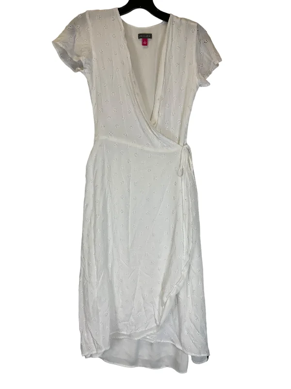 White Dress Casual Midi Vince Camuto, Size S Trendy Fit-and-Flare Midi Dress