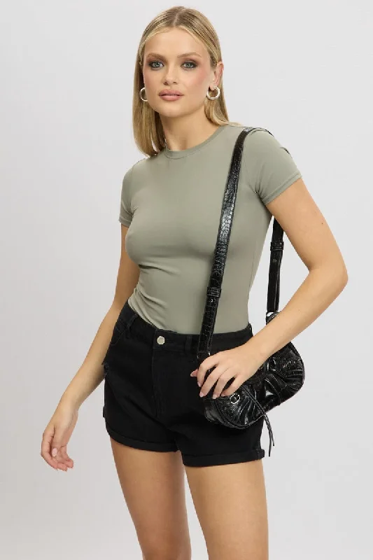 Green T shirt Short Sleeve Crew Neck Supersoft-- Spandex Blend Rayon Blend Denim Blend Green T shirt Short Sleeve Crew Neck Supersoft-- Spandex Blend Rayon Blend Denim Blend