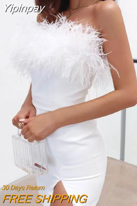 Yipinpay Feathers Off-Shoulder Mini Dress Elegant Party Wrap Bodycon Dresses Summer Women Sleeveless Slash Neck Tube Dress Trendy Off-Shoulder Dress Mini Yipinpay Feathers Off-Shoulder Mini Dress Elegant Party Wrap Bodycon Dresses Summer Women Sleeveless Slash Neck Tube Dress Trendy Off-Shoulder Dress Mini