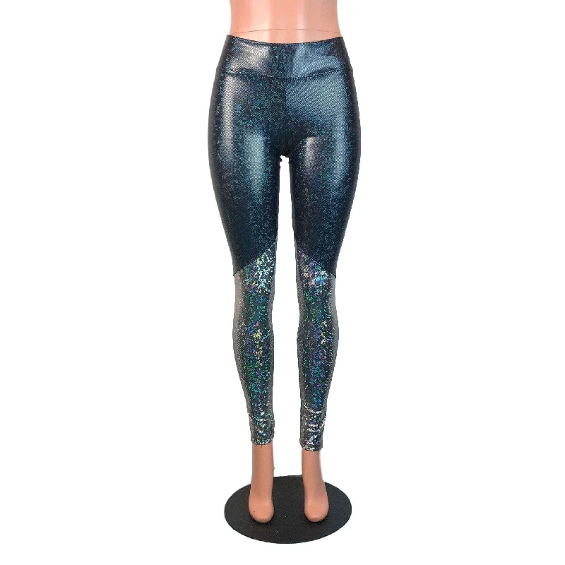 Black & Silver Shattered Glass Holographic *Mid-Rise* Leggings Pants Trendy Tie-Dye Leggings Black & Silver Shattered Glass Holographic *Mid-Rise* Leggings Pants Trendy Tie-Dye Leggings