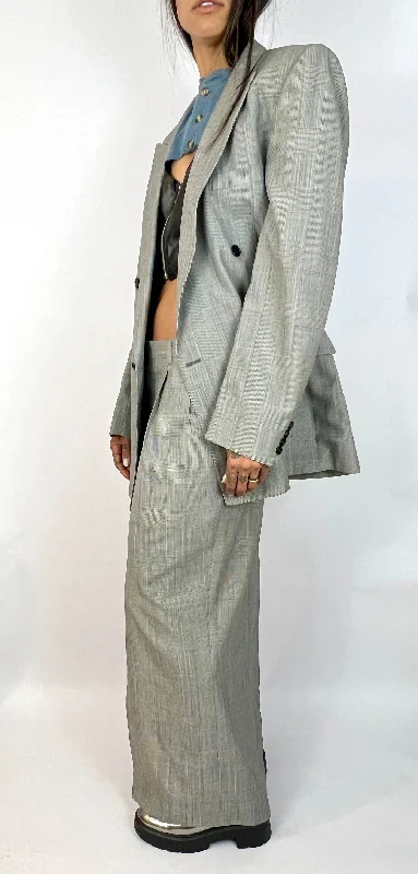 CUSTOM VTG WOOL BOXY SUIT, TROUSER MAXI. MICRO HOUNDSTOOTH PLAID Trousers versatile functional CUSTOM VTG WOOL BOXY SUIT, TROUSER MAXI. MICRO HOUNDSTOOTH PLAID Trousers versatile functional
