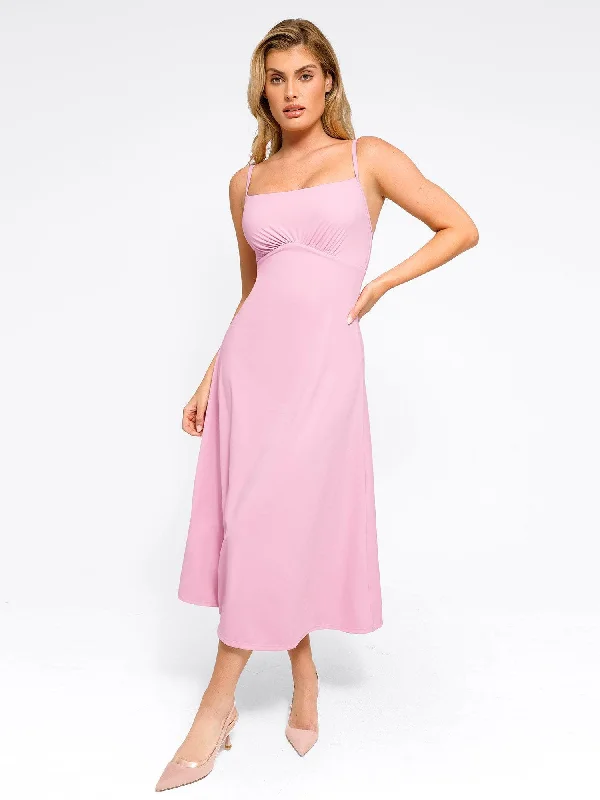 Shapewear Built-In Sculpting A-Line Midi Slip Dress Comfortable Geometric Print Midi Dress Shapewear Built-In Sculpting A-Line Midi Slip Dress Comfortable Geometric Print Midi Dress