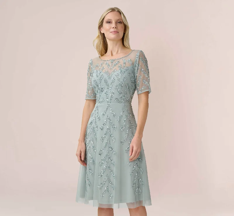 Hand-Beaded Illusion Midi-Length Fit-And-Flare Cocktail Dress In Frosted Sage Elegant Satin Slip Midi Dress Hand-Beaded Illusion Midi-Length Fit-And-Flare Cocktail Dress In Frosted Sage Elegant Satin Slip Midi Dress